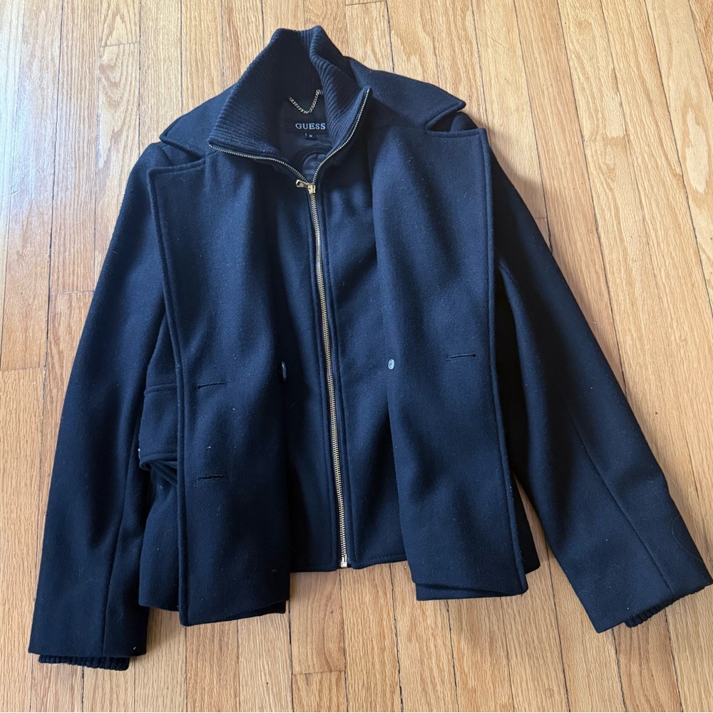 Guess Black Blazer with Fold-Over Collar